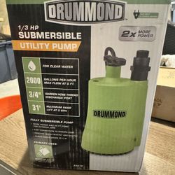 DRUMMOND 1/3 HP Submersible Utility Pump 2000 GPH