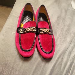 Mens Size 11 Burgundy Velvet Dress Shoes Made By XQWFH With Yellow Diamond Tuck Inside Shoe