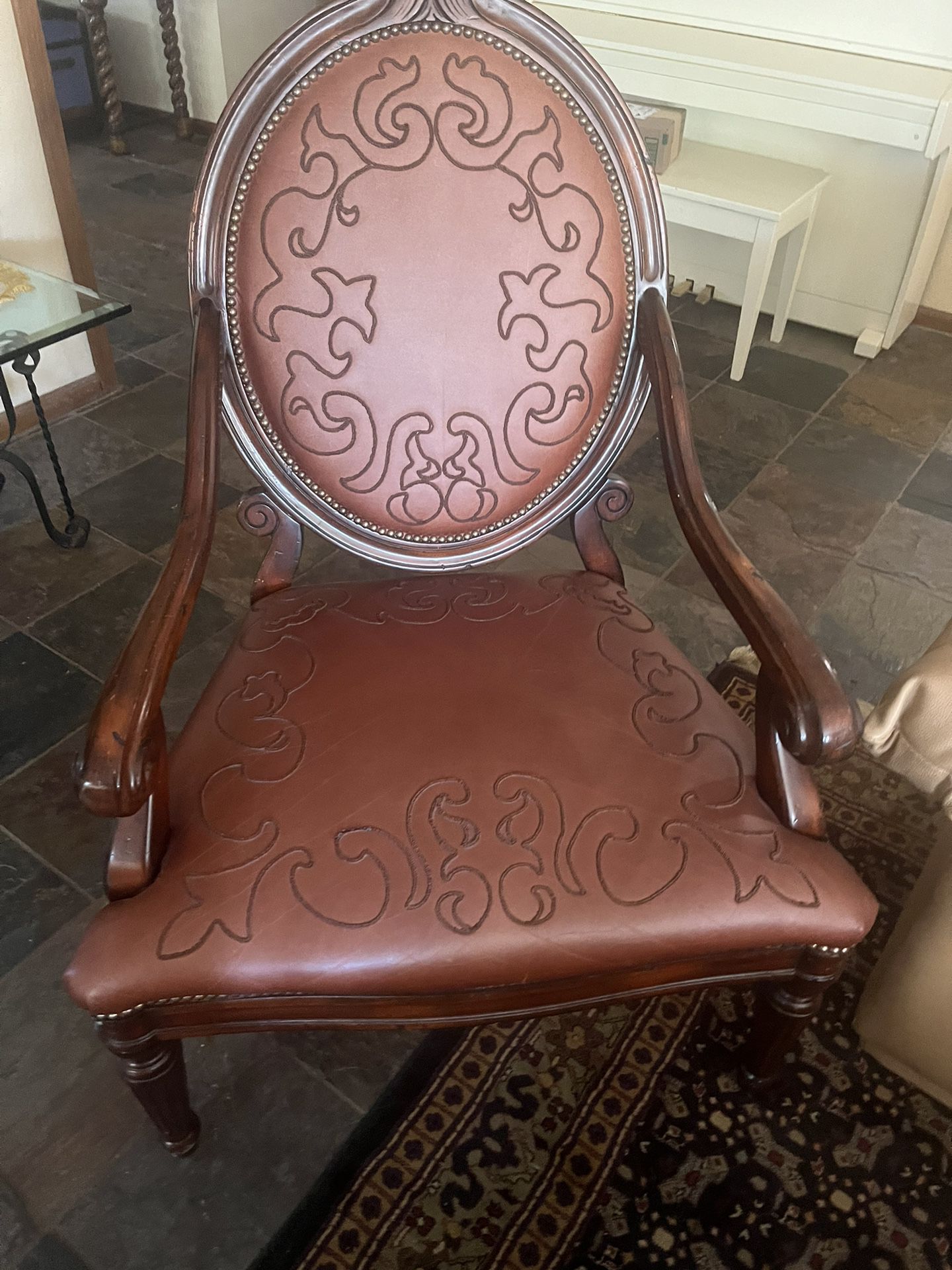 Embroidered Leather Kings Armchair