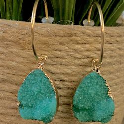 Beautiful Earrings Hoops Turquoise 