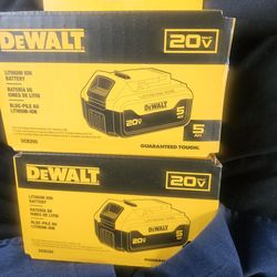 BRAND NEW DEWALT DCB205-2 20V  MAX LITHIUM ION BATTERY 5AH  2 PIECES PACK
