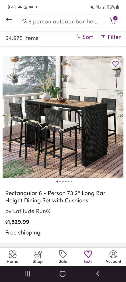 Regtangular 6 Person Patio Dinner Table