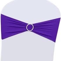 125PCS Stretch Chair Sashes Bows Chair Bands with Buckle for Wedding Hotel Banquet Birthday Party Decorations - Purple 