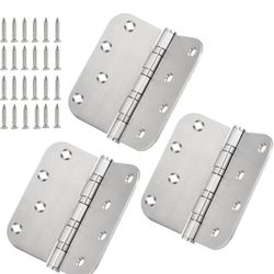 304 Stainless Steel Door Hinges 4 Inch Heavy Duty Ball Bearing Interior & Exterior Door Hinges 4'' X 4'' for Left & Right Doors with 5/8" Radius Corne