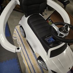 3-In-1 Ride-On Push Car Mercedes Benz Toddler Stroller Sliding Car in White
