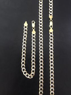 925 sterling silver gold plated chain (two tone)(22 inch)