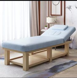 Saloon/Spa bed solid wood  190cmx80cm,height 24",Height-adjustable massage table with face and chest cutouts.