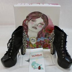 Jeffrey Campbell Lita Spike Size 9 Black Leather Boots