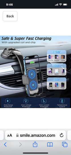 Wireless Car Charger, Tenpoform 15W Qi Fast Charging Car Charger Auto  Clamping phone Mount Air Vent Dashboard Windshield Phone Holder for Wireless  Charging Phones Like iPhone, Samsung, Google, LG, etc : 
