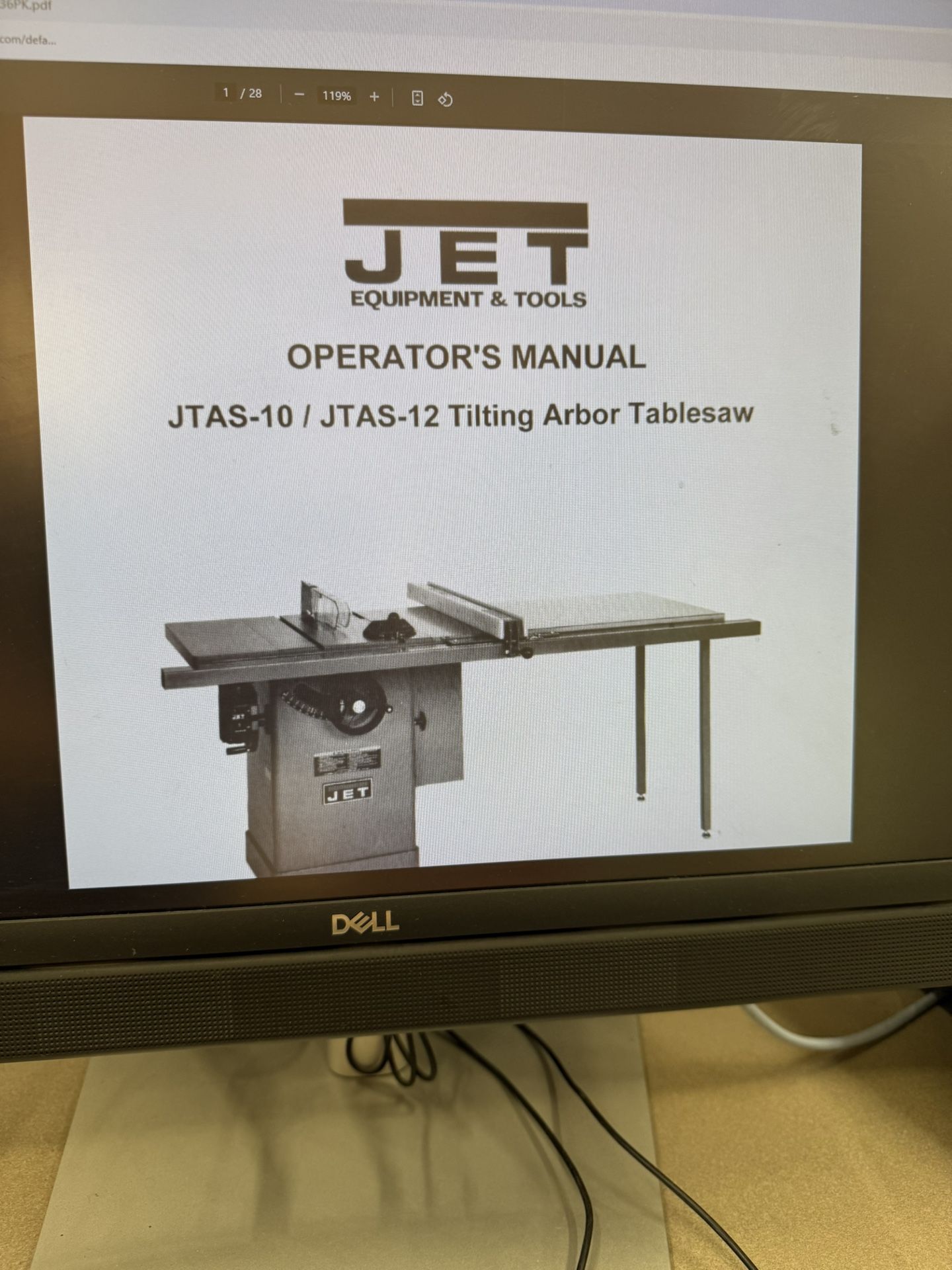 Jet 10’ Tilting Arbor Table Saw