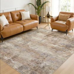 7x9 Area Rug Living Room: Machine Washable Large Abstract Soft Rugs Stain Resistant Indoor Floor Non Slip Accent Carpet for Bedroom Nursery Playroom O