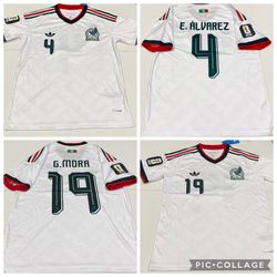 Adidas Mexico white away jersey with name Playeras com nombre
