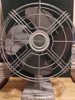 Vintage Mid-Century 10" Kenmore 4 Blade Fan - Metal Industrial Base Working