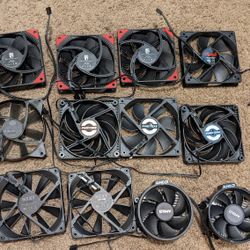Lot of Computer Fans And 2 Cpu Coolers