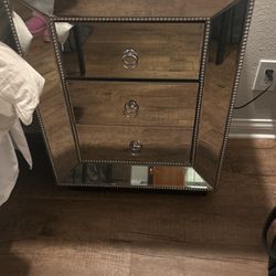 Two Mirrored Nightstands 