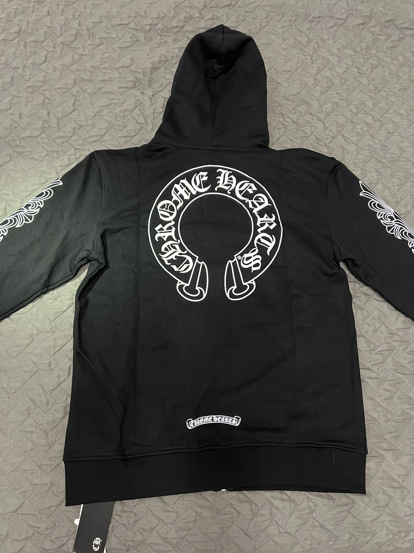 Chrome Hearts Horseshoe Floral Cross Sleeve Zip Up Hoodie