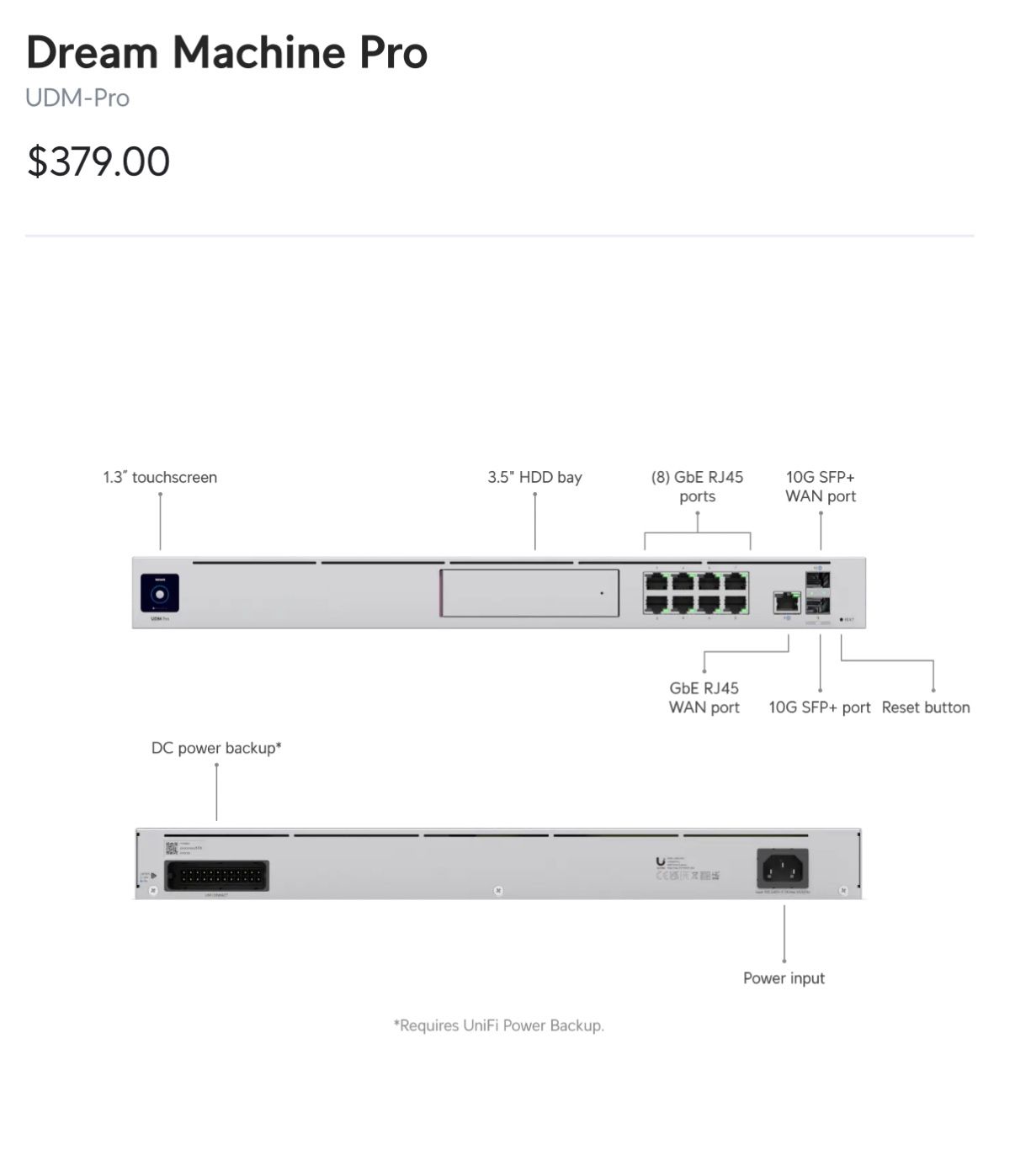 Unifi Dream Machine Pro w/1TB WD Drive