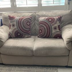 Tan beige loveseat sofa microfiber couch