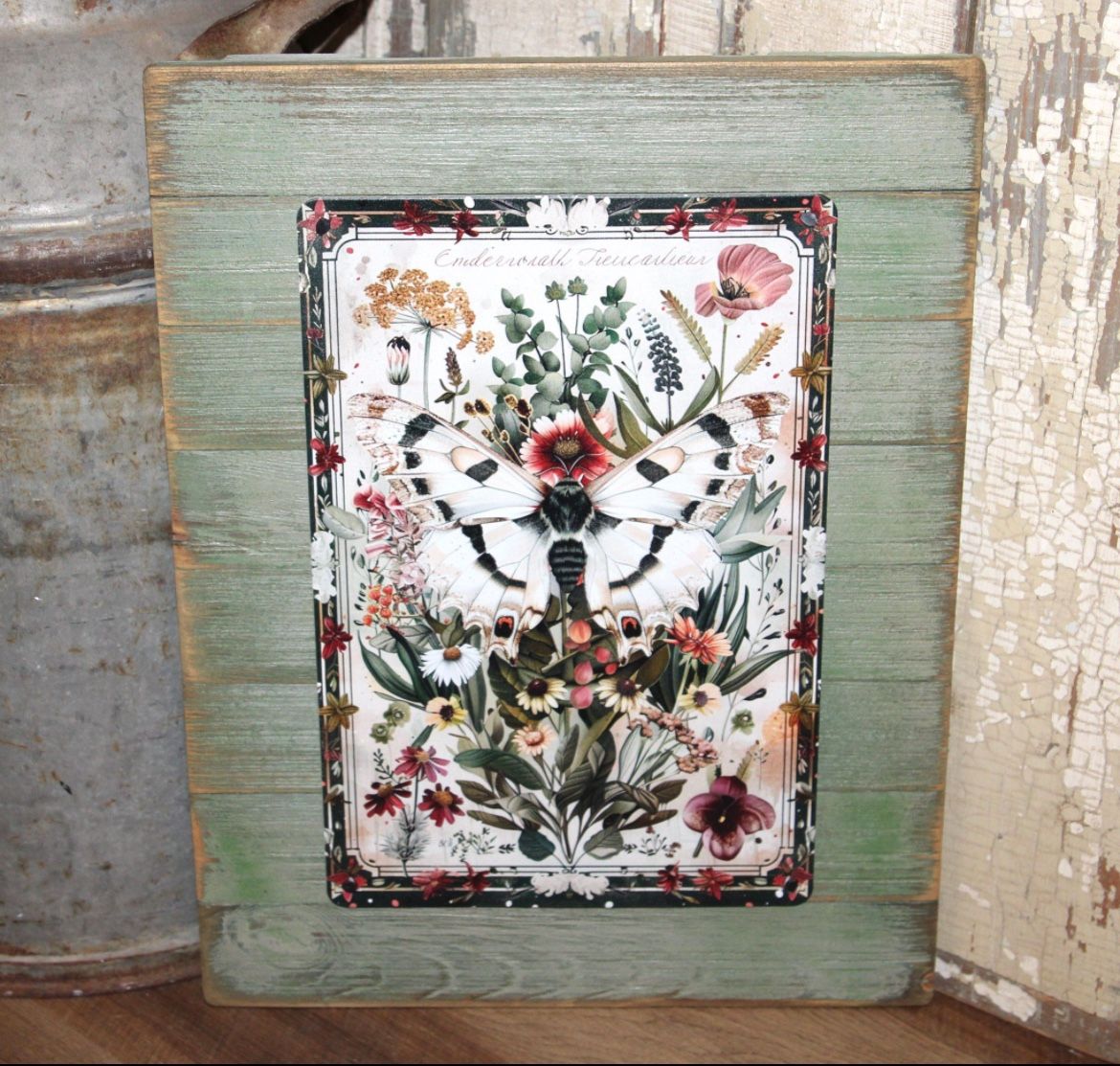 NEW Shabby French BOHO Farmhouse Distressed Butterfly & Floral Wall Decor