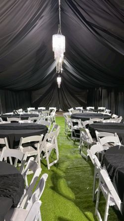 Canopy Draping Tables Chairs Linen XV Wedding Etc…