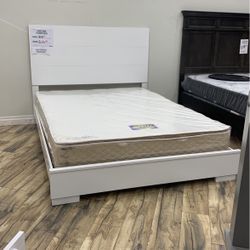 White Wooden Bed Frame 