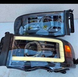02-05 Dodge Ram LED DRL Projector Headlights Luces Focos Micas Faros Faroles Headlamps