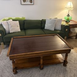 Solid Wood Coffee + Side Table Set - $150