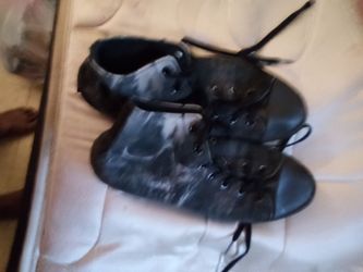 Black Leather Lace-Up Ankle Boots