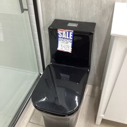 One Piece Black Toilet New Fully Skirted Modern Design Dual Flush System Softclose Seat Included Ready For Pick Up Today