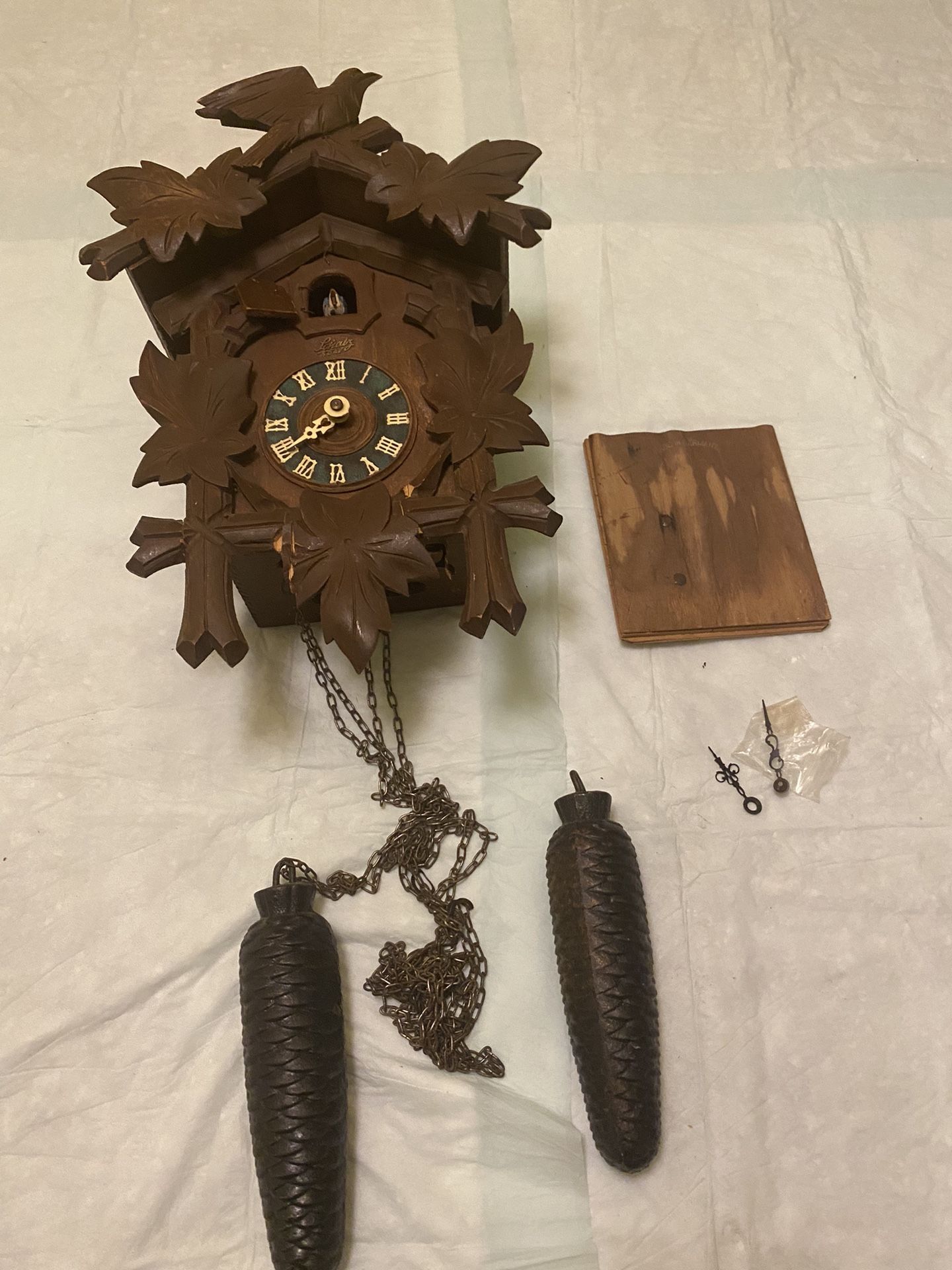 Shactz 8 Day Cuckoo Clock Antique For Parts Needs Repair