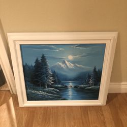 Landscape portrait painting with frame