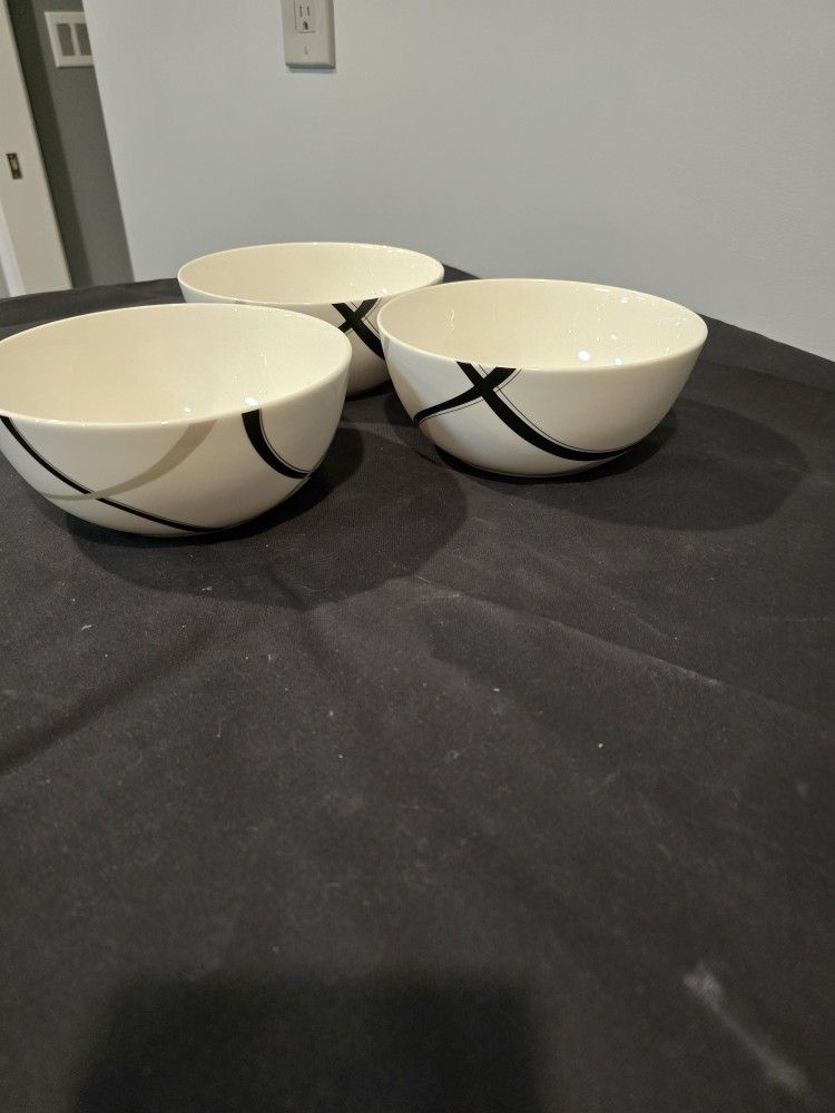 Set of 3 Lenox® Vibe Black & Grey 6 3/4" Soup/Cereal Bowl
