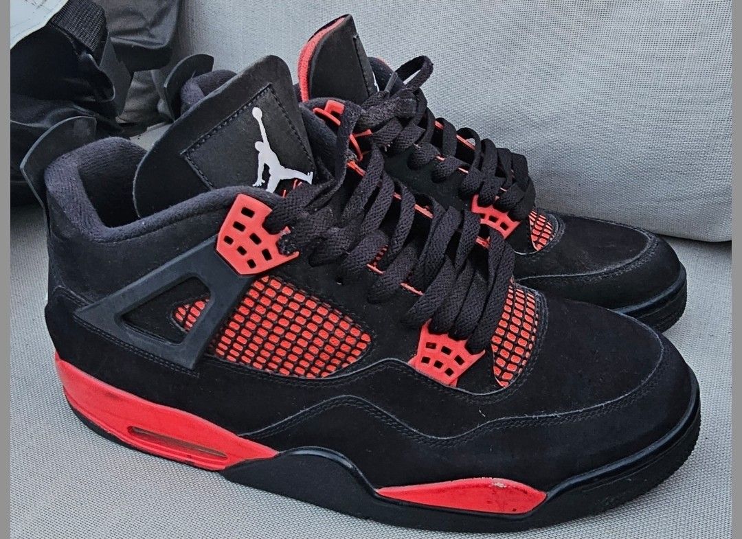 Air Jordan 4 Retro "Red Thunder" Sneakers. Men's Size 12