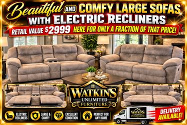 π₯π₯ HUGE FURNITURE DEAL! 2 BEAUTIFUL ELECTRIC RECLINING SOFAS! π₯π₯