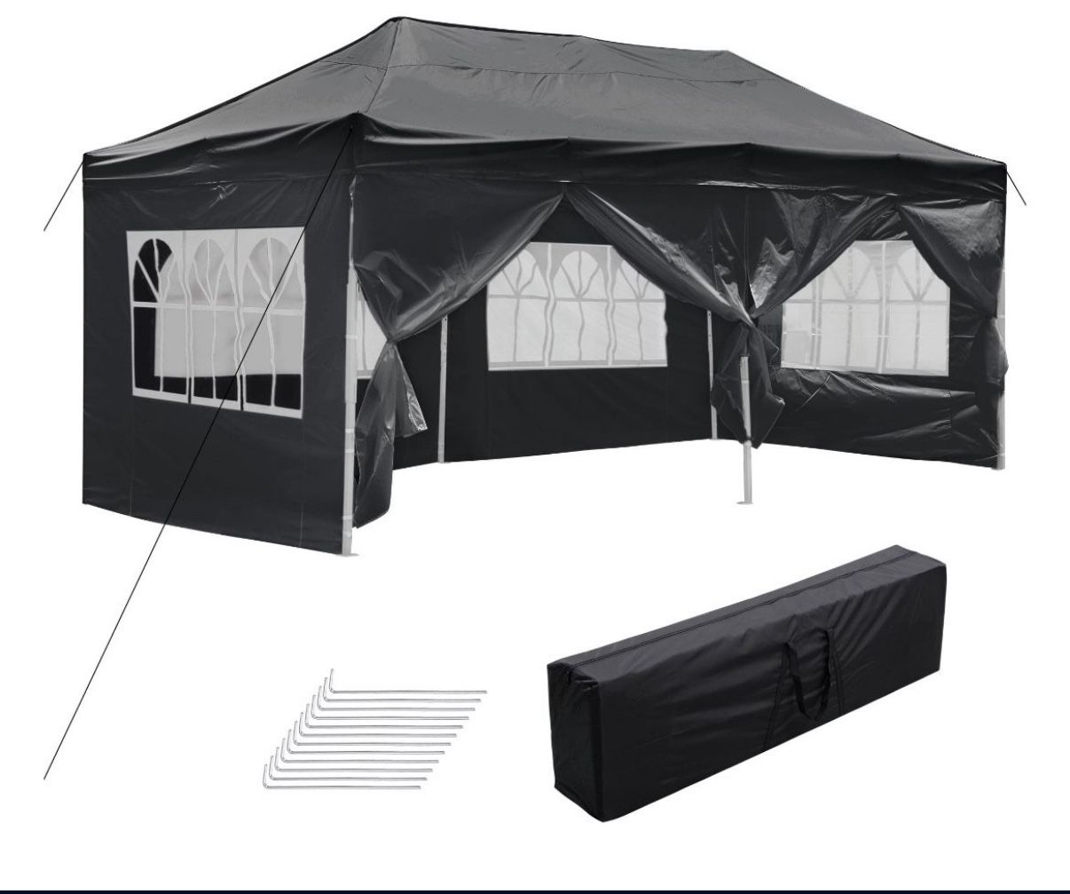  10'x20' Pop Up Canopy, Outdoor Canopy Tent with 6 Removable Sidewalls, Instant Canopy Camping Gazebos for Party BBQ Wedding Events, 2 Zippered Doorwa