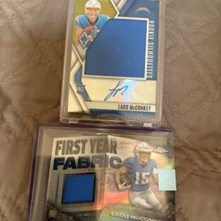 Ladd McConkey 2 Card Lot 1 RPA Numbered 12/75 & Another Player Worn Relic.