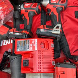 Milwaukee M18 Combo Drill And Impact With 2 Batteries And Charger