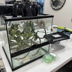 Exo Terra Terrarium 18x18x18 with Light with light and heat fixture and more