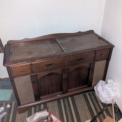 Old Antique Record Player And Chest All In One 