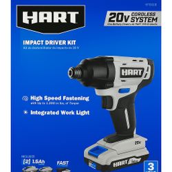 Brand New HART 20V Impact Driver Kit – 2 Batteries + Charger