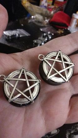New 1" custom made Pentagram ear gauges