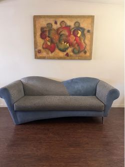 Modern Curved Gray Fabric Sofa – 84” (7 ft) – Good Condition