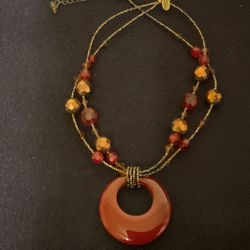 18” Double Strand Beaded Necklace With Open Circle Pendant,by Lia Sophia 