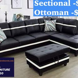 Brand New Black Sectional Sofa Couch 