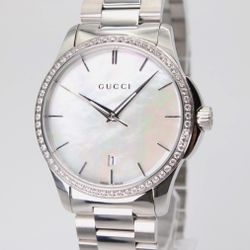 Brand New Authentic Gucci G Timeless Mother Of Pearl Diamond Watch 38mm Unisex Gorgeous 