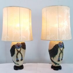 Mid century Lava Glazed Porcelain table lamps lampara