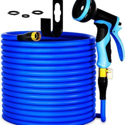 Expandable Garden Hose 100 ft, Water Hose with 10 Function Sprayer Nozzle, 3/4" Solid Brass Connector, Outdoor Lightweight Flexible Hose for Garden