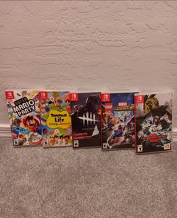 Nintendo switch games lot mario party, Tomodachi life, dead by daylight, lego marvel, my hero one's justice