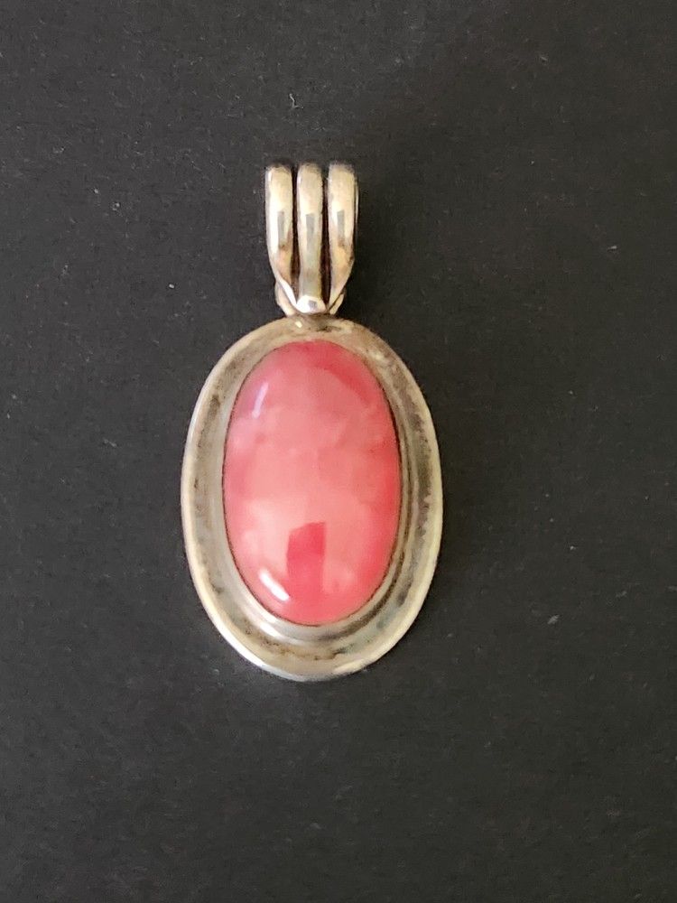 Silver And Maybe Coral Pendant.  Franco