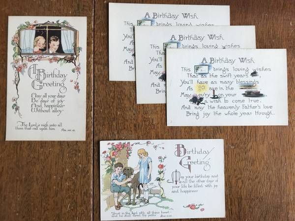 Vintage Set of 5 S.P. Co Victorian Birthday Postcards UNUSED